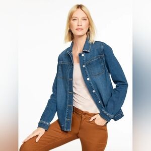 NEW Talbots Blue Denim Studded Shirt Jacket M
